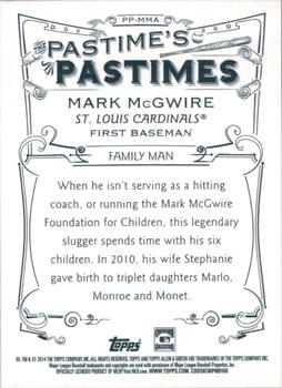 2014 Topps Allen & Ginter - Pastime's Pastimes #PP-MMA Mark McGwire Back