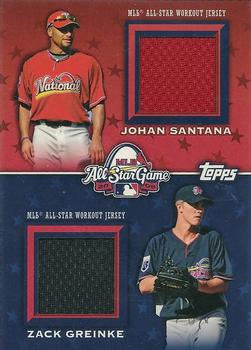 2009 Topps Updates & Highlights - All-Star Stitches Dual #ASTD-7 Johan Santana / Zack Greinke Front