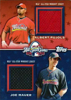 2009 Topps Updates & Highlights - All-Star Stitches Dual #ASTD-10 Albert Pujols / Joe Mauer Front