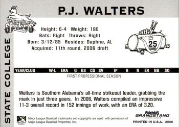 2006 Grandstand State College Spikes #NNO P.J. Walters Back