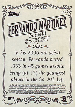 2009 Topps 206 #107 Fernando Martinez Back