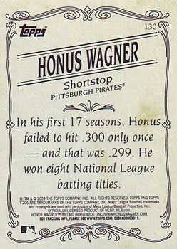 2009 Topps 206 #130 Honus Wagner Back