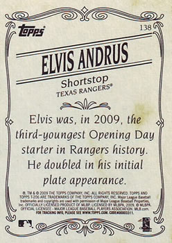 2009 Topps 206 #138 Elvis Andrus Back