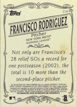 2009 Topps 206 #218 Francisco Rodriguez Back