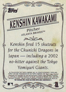 2009 Topps 206 #28 Kenshin Kawakami Back
