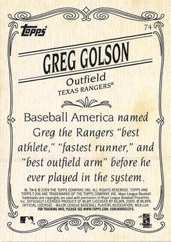 2009 Topps 206 #74 Greg Golson Back