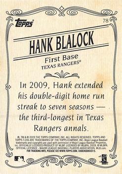 2009 Topps 206 #78 Hank Blalock Back