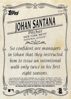 2009 Topps 206 #124 Johan Santana Back