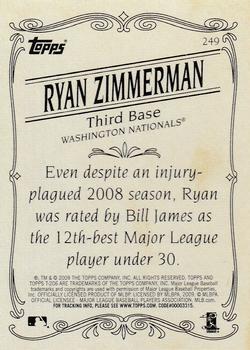 2009 Topps 206 #249 Ryan Zimmerman Back