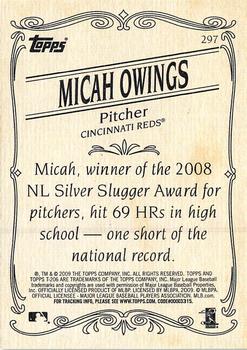 2009 Topps 206 #297 Micah Owings Back