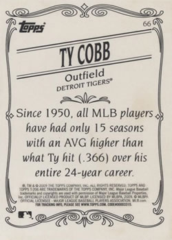 2009 Topps 206 #66 Ty Cobb Back