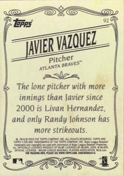 2009 Topps 206 #92 Javier Vazquez Back