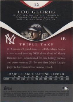 2009 Topps Triple Threads #12 Lou Gehrig Back