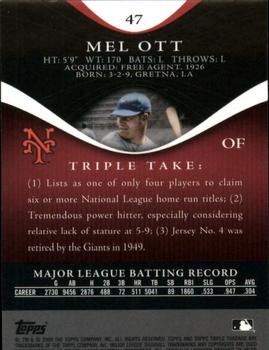 2009 Topps Triple Threads #47 Mel Ott Back