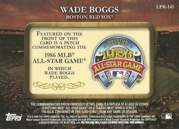 2009 Topps - Legends Commemorative Patch #LPR-145 Wade Boggs Back