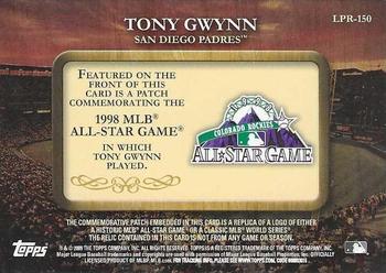 2009 Topps - Legends Commemorative Patch #LPR-150 Tony Gwynn Back