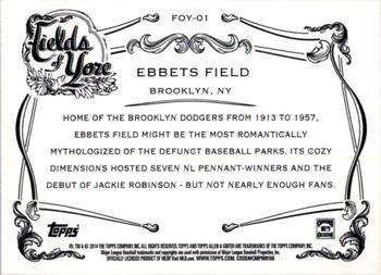 2014 Topps Allen & Ginter - Fields of Yore #FOY-01 Ebbets Field Back