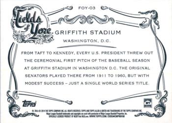 2014 Topps Allen & Ginter - Fields of Yore #FOY-03 Griffith Stadium Back