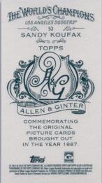 2014 Topps Allen & Ginter - Mini A & G Back #53 Sandy Koufax Back