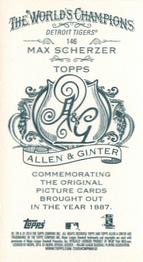 2014 Topps Allen & Ginter - Mini A & G Back #146 Max Scherzer Back