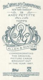 2014 Topps Allen & Ginter - Mini A & G Back #338 Andy Pettitte Back