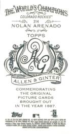 2014 Topps Allen & Ginter - Mini A & G Back #314 Nolan Arenado Back