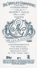 2014 Topps Allen & Ginter - Mini No Card Number #NNO Gerrit Cole Back