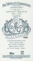 2014 Topps Allen & Ginter - Mini No Card Number #NNO Johnny Bench Back
