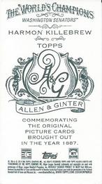 2014 Topps Allen & Ginter - Mini No Card Number #NNO Harmon Killebrew Back