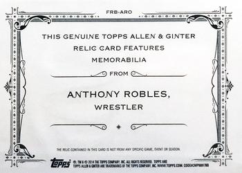 2014 Topps Allen & Ginter - Relics #FRB-ARO Anthony Robles Back