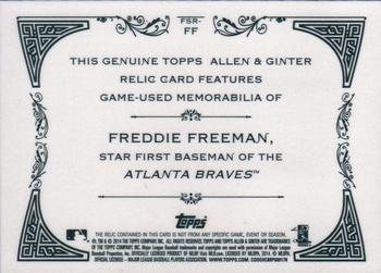 2014 Topps Allen & Ginter - Relics #FSR-FF Freddie Freeman Back