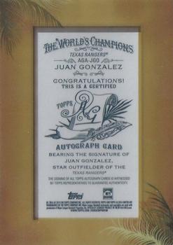 2014 Topps Allen & Ginter - Framed Mini Autographs #AGA-JGO Juan Gonzalez Back
