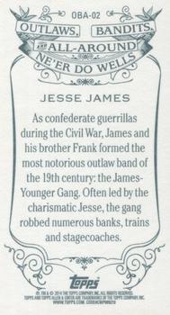 2014 Topps Allen & Ginter - Mini Outlaws, Bandits & All-Around Ne'er Do Wells #OBA-02 Jesse James Back