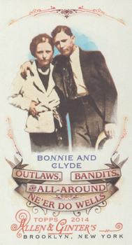 2014 Topps Allen & Ginter - Mini Outlaws, Bandits & All-Around Ne'er Do Wells #OBA-06 Bonnie and Clyde Front
