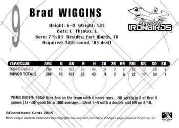 2005 Grandstand Aberdeen IronBirds #NNO Brad Wiggins Back