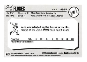 2005 Grandstand Appalachian League Top Prospects #NNO Josh Flores Back
