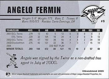 2005 Grandstand Beloit Snappers #NNO Angelo Fermin Back