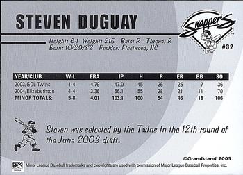 2005 Grandstand Beloit Snappers #NNO Steven Duguay Back