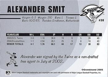 2005 Grandstand Beloit Snappers #NNO Alexander Smit Back