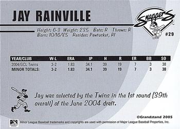2005 Grandstand Beloit Snappers #NNO Jay Rainville Back