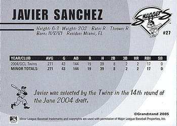 2005 Grandstand Beloit Snappers #NNO Javier Sanchez Back