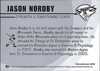 2005 Grandstand Beloit Snappers #NNO Jason Nordby Back