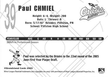 2005 Grandstand Bluefield Orioles #24 Paul Chmiel Back
