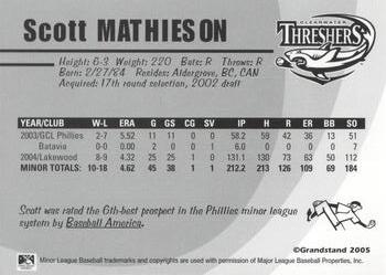 2005 Grandstand Clearwater Threshers #NNO Scott Mathieson Back