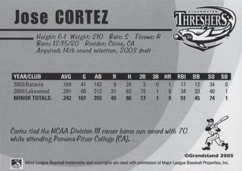 2005 Grandstand Clearwater Threshers #NNO Jose Cortez Back