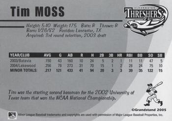2005 Grandstand Clearwater Threshers #NNO Tim Moss Back