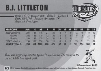 2005 Grandstand Clearwater Threshers #NNO B.J. Littleton Back