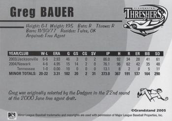 2005 Grandstand Clearwater Threshers #NNO Greg Bauer Back