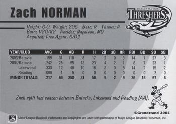 2005 Grandstand Clearwater Threshers #NNO Zach Norman Back