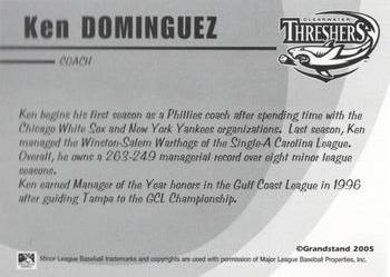 2005 Grandstand Clearwater Threshers #NNO Ken Dominguez Back